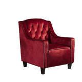 Arm Chairs & Recliners: Lara Two Tone Tufted Garnet New Velvet Club Armchair