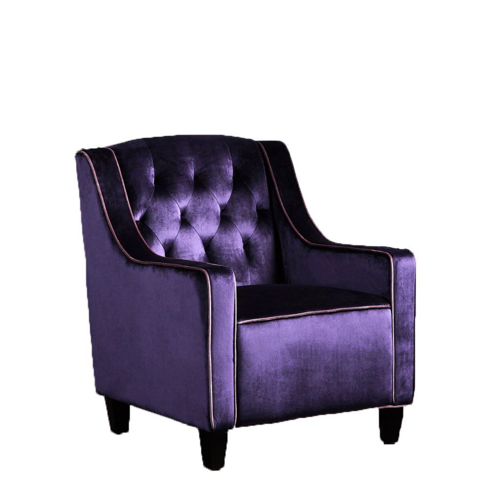 Arm Chairs & Recliners: Lara Two Tone Tufted Plum New Velvet Club Armchair