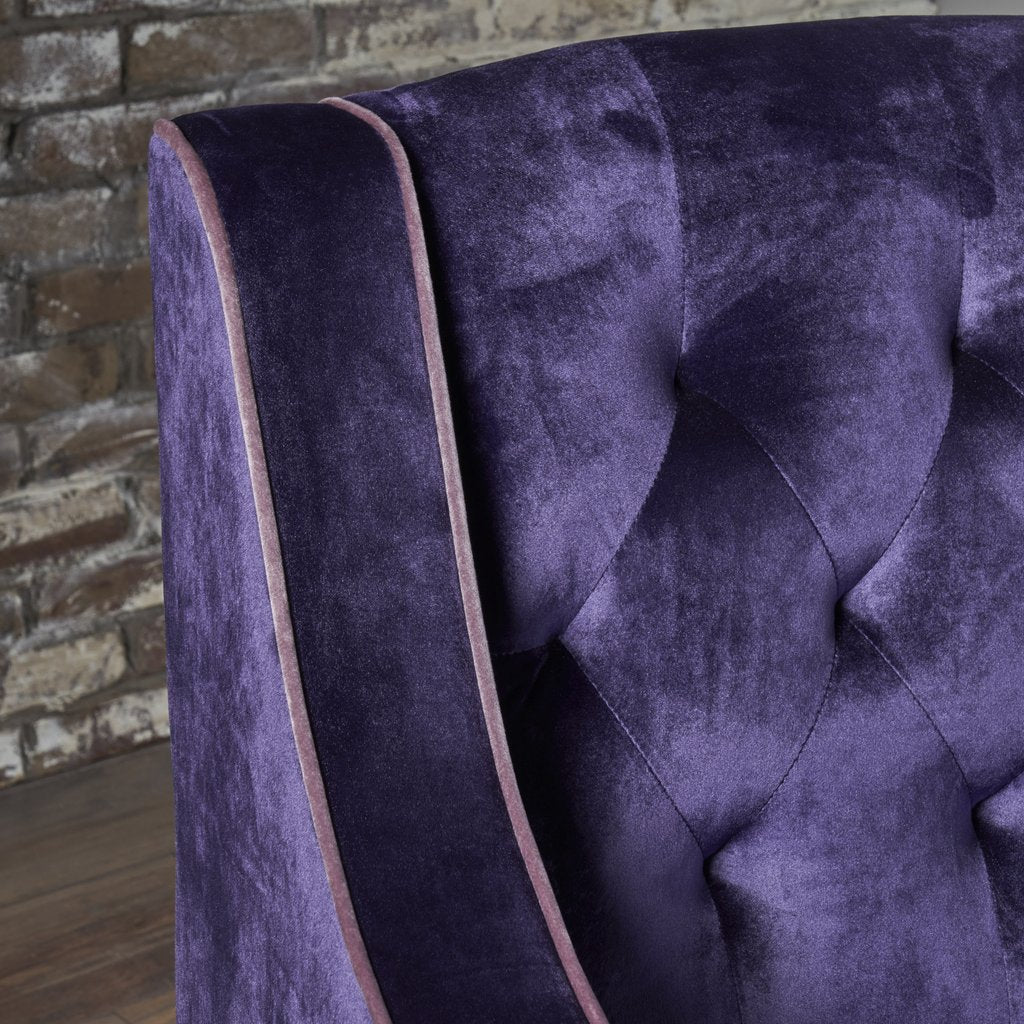 Arm Chairs & Recliners: Lara Two Tone Tufted Plum New Velvet Club Armchair