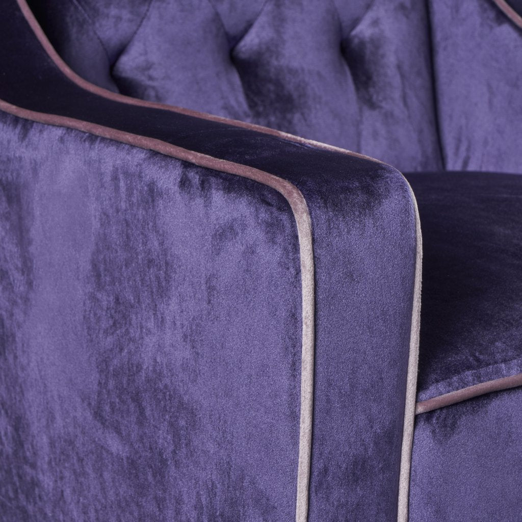 Arm Chairs & Recliners: Lara Two Tone Tufted Plum New Velvet Club Armchair