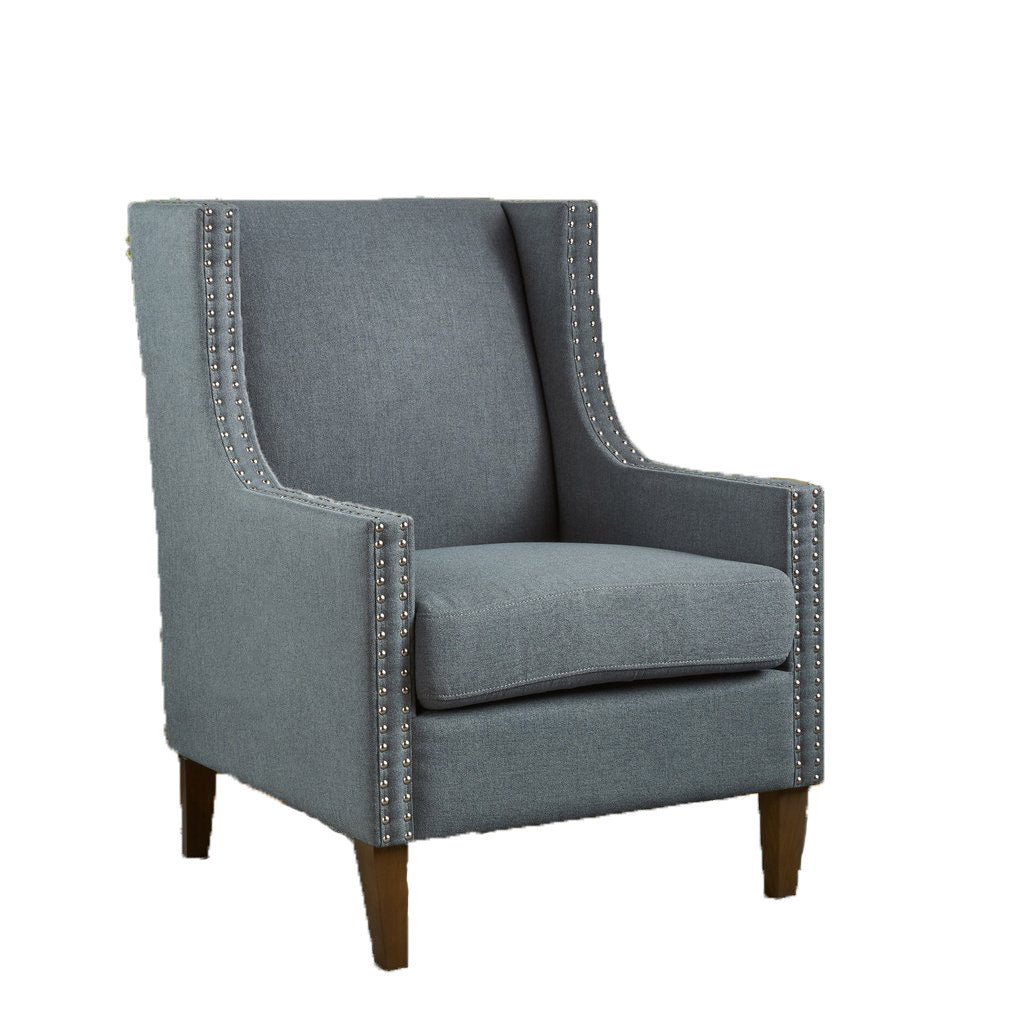 Arm Chairs & Recliners: Cecilia Classic Studded Light Grey Wingback Club Armchair
