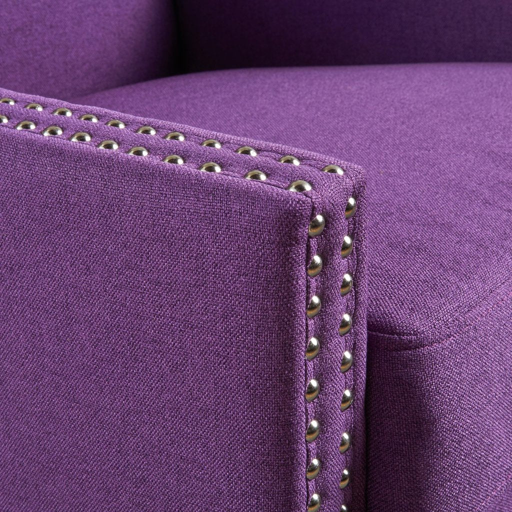 Arm Chairs & Recliners: Cecilia Classic Studded Purple Wingback Club Armchair