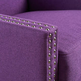 Arm Chairs & Recliners: Cecilia Classic Studded Purple Wingback Club Armchair