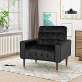 Arm Chairs & Recliners: Lewisham Black Tufted Velvet Armchair