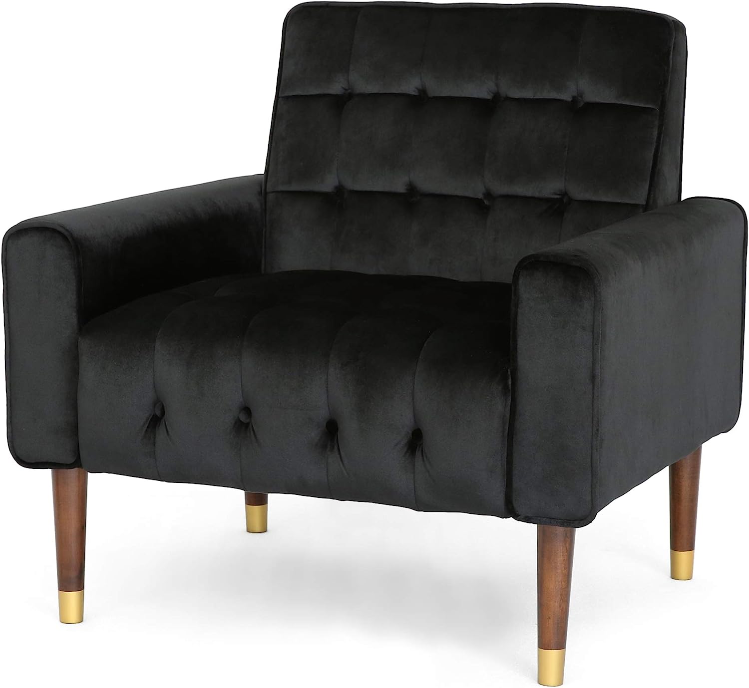 Arm Chairs & Recliners: Lewisham Black Tufted Velvet Armchair
