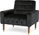 Arm Chairs & Recliners: Lewisham Black Tufted Velvet Armchair
