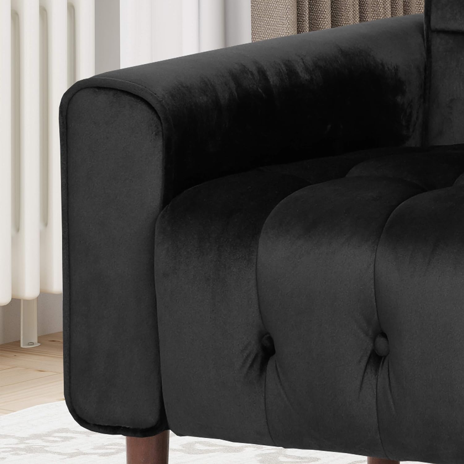 Arm Chairs & Recliners: Lewisham Black Tufted Velvet Armchair