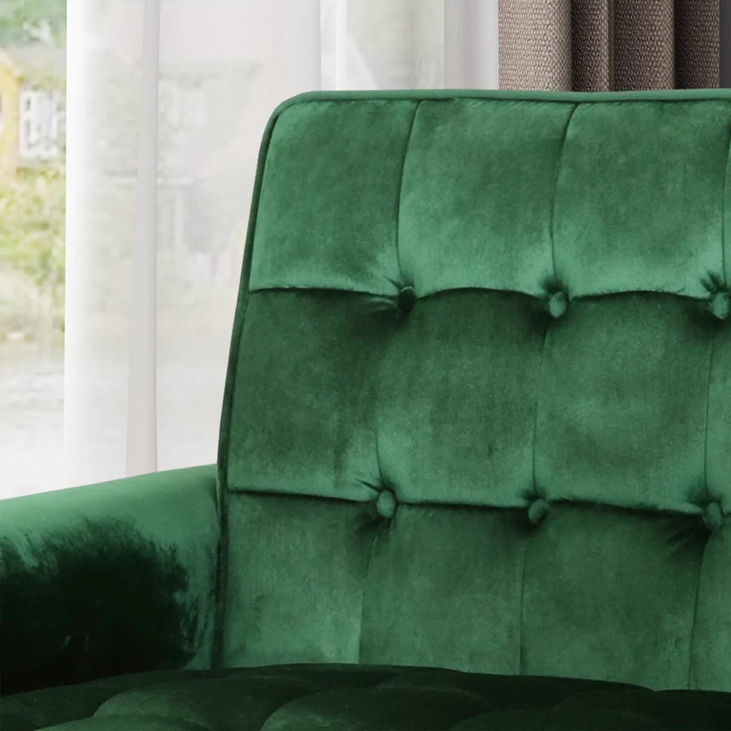 Arm Chairs & Recliners: Lewisham Emerald Tufted Velvet Armchair