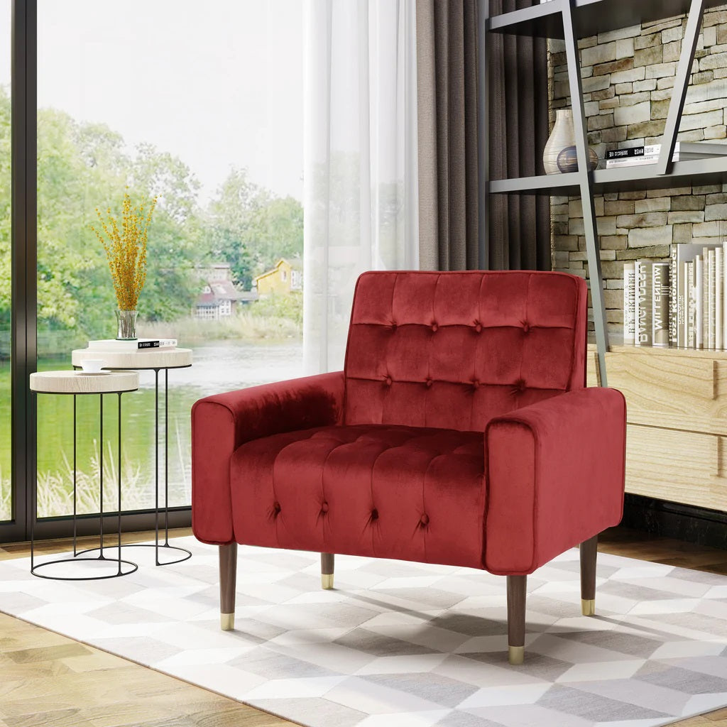 Arm Chairs & Recliners: Lewisham Garnet Tufted Velvet Armchair