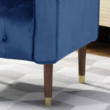 Arm Chairs & Recliners: Lewisham Navy Blue Tufted Velvet Armchair