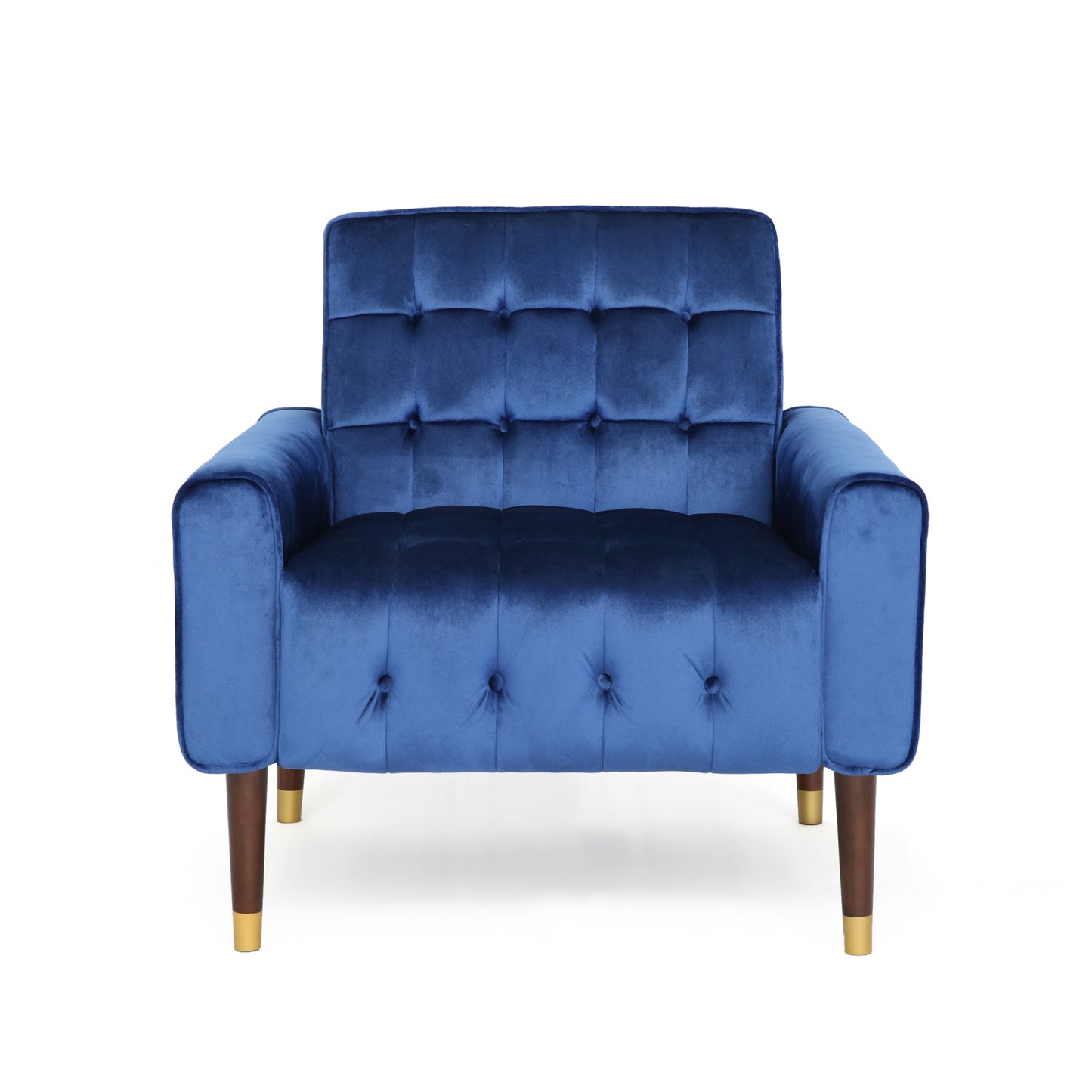 Arm Chairs & Recliners: Lewisham Navy Blue Tufted Velvet Armchair