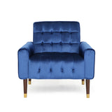 Arm Chairs & Recliners: Lewisham Navy Blue Tufted Velvet Armchair