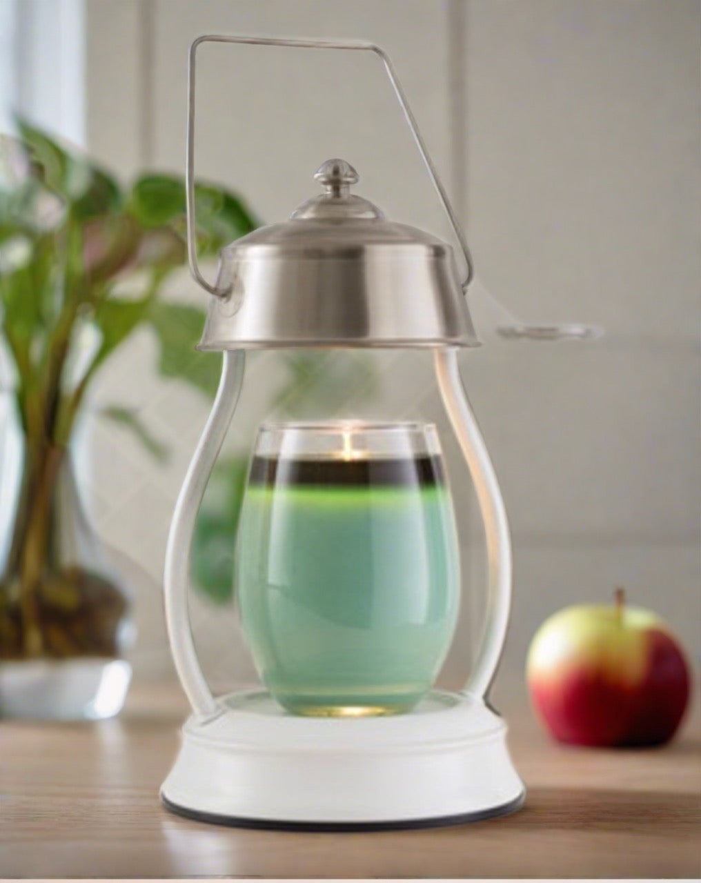 Table Lamps: White Nickel Hurricane Lantern