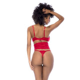 Women's Lingerie: Red 3 Pc Set w/ Bra Panties and Flexible Corset