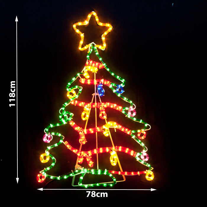Outdoor Decorations & Lights: Samland Christmas Tree Motif Rope Light Large 118cm Height
