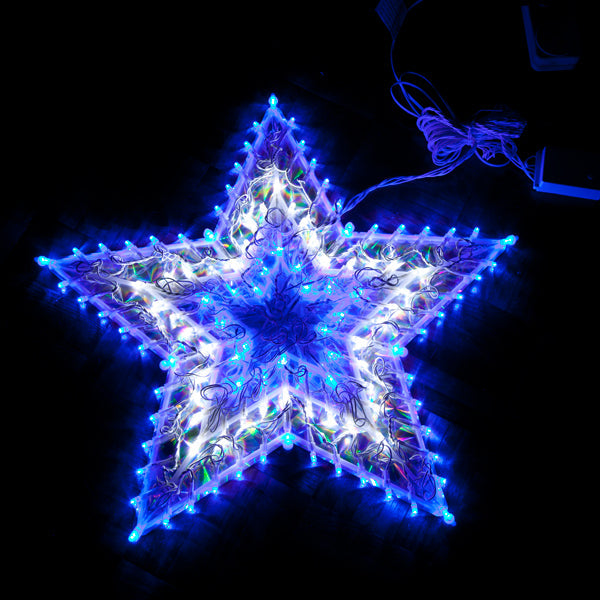 Outdoor Decorations & Lights: Samland 120 Led Blue/White Star Christmas Light