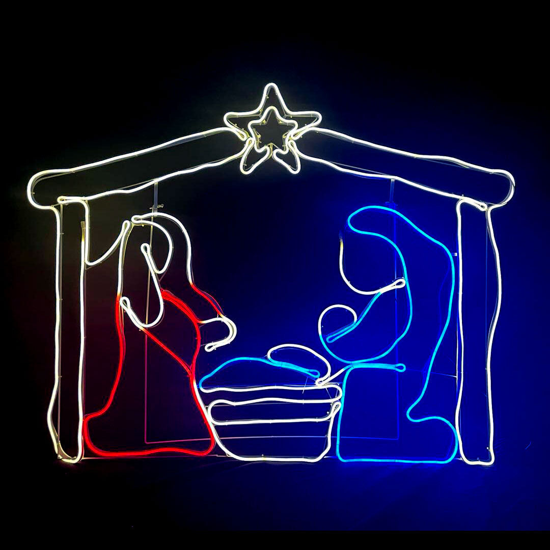 Outdoor Decorations & Lights: Samland LED NATIVITY SCENE CHRISTMAS MOTIF ROPE LIGHT DISPLAY