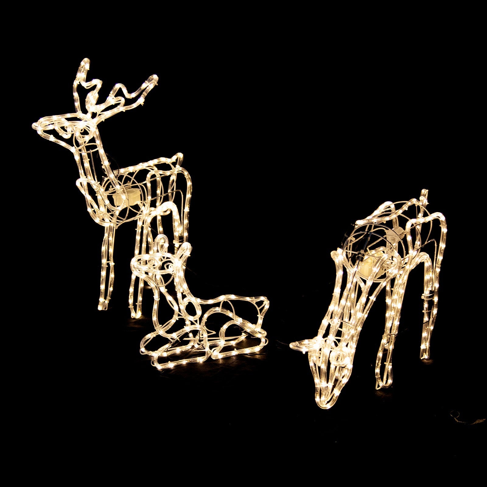 Outdoor Decorations & Lights: Samland 3 Sets Moving Head Reindeer Family Rope Light for Christmas Yard Decoration
