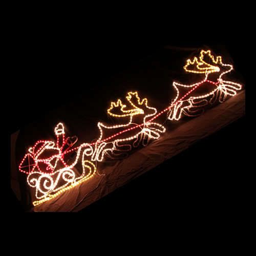 Outdoor Decorations & Lights: Samland Led Santa on Sleigh Reindeer Rope Light