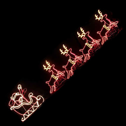 Outdoor Decorations & Lights: Samland LED SANTA RIDING 4 REINDEER DEER SLEIGH CHRISTMAS ROPE MOTIF LIGHT