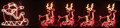 Outdoor Decorations & Lights: Samland LED SANTA RIDING 4 REINDEER DEER SLEIGH CHRISTMAS ROPE MOTIF LIGHT