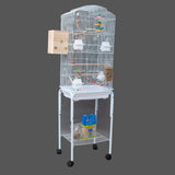 Pretend Play: Samland DOME TOP HIGH BIRD CAGE ON STAND WITH PLAY TOYS WHITE