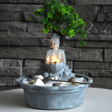 Wellness Accessories: Samland JAPANESE MINIATURE ZEN BONSAI GARDEN WITH BUDDHA WATER FOUNTAIN