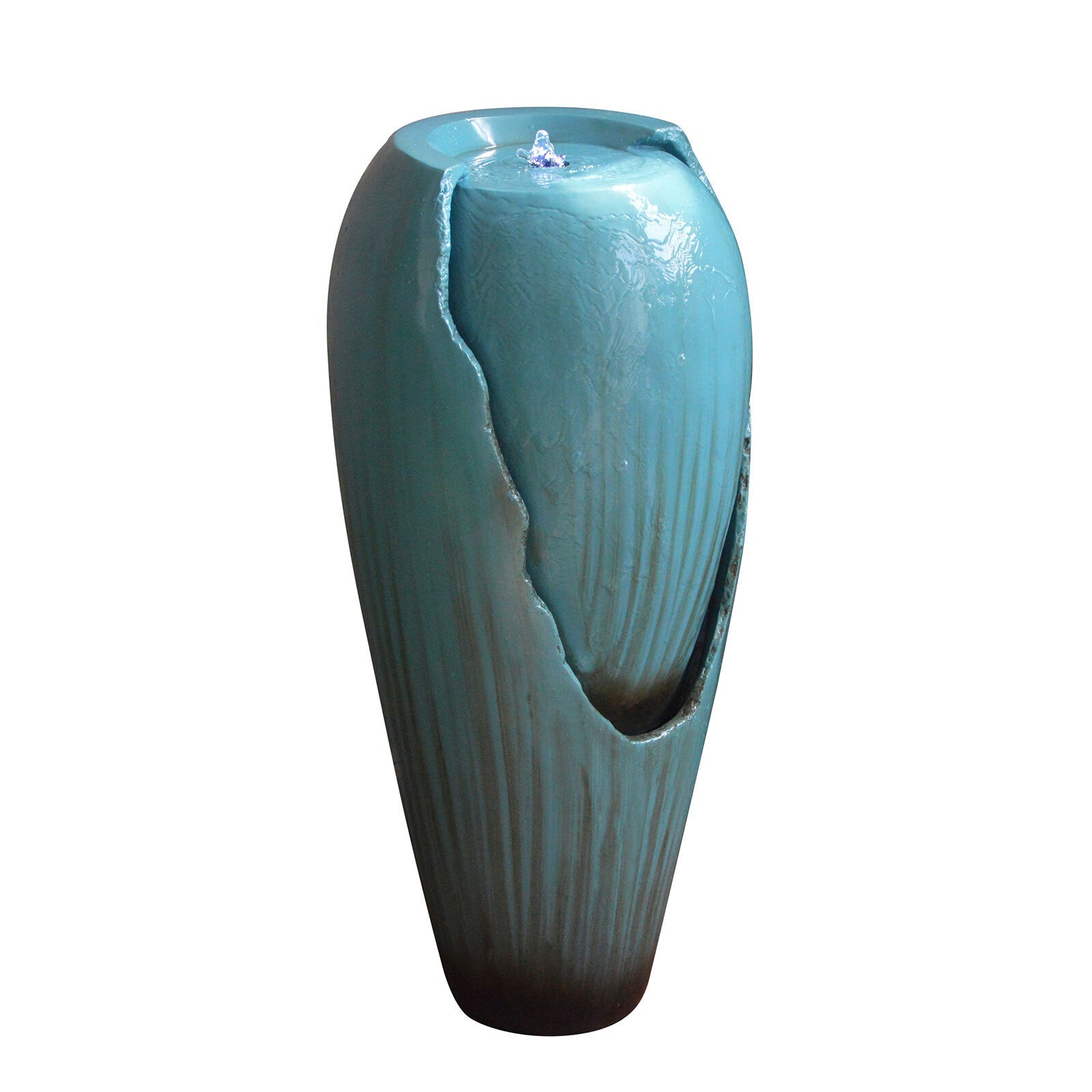 Metal Detectors: Samland 82CM BROKEN JAR WATER FEATURE FOUNTAIN WITH LED LIGHT BLUE