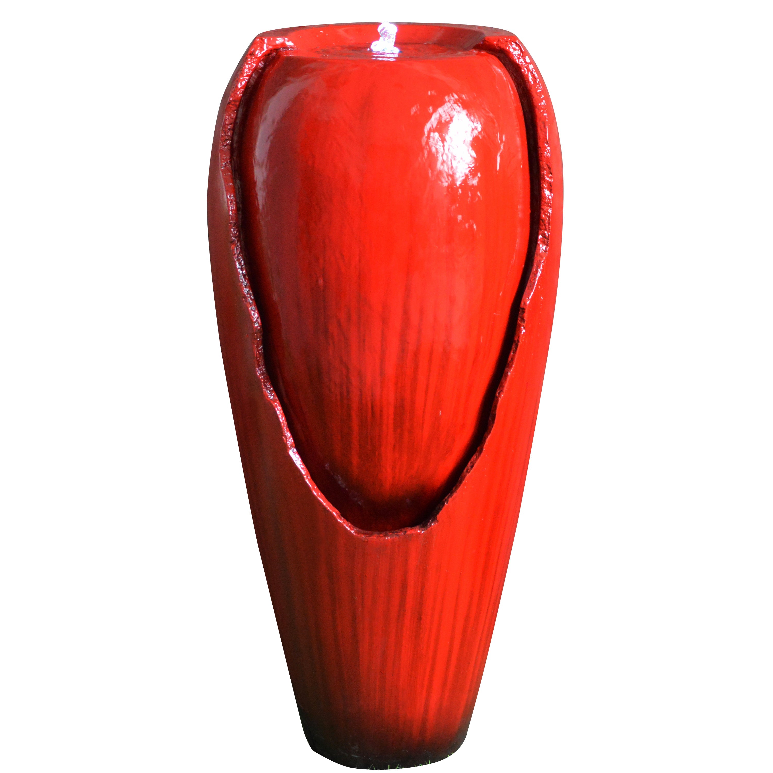 Metal Detectors: Samland 82CM BROKEN JAR WATER FEATURE FOUNTAIN WITH LED LIGHT RED