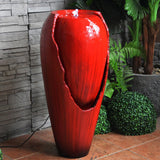 Metal Detectors: Samland 82CM BROKEN JAR WATER FEATURE FOUNTAIN WITH LED LIGHT RED