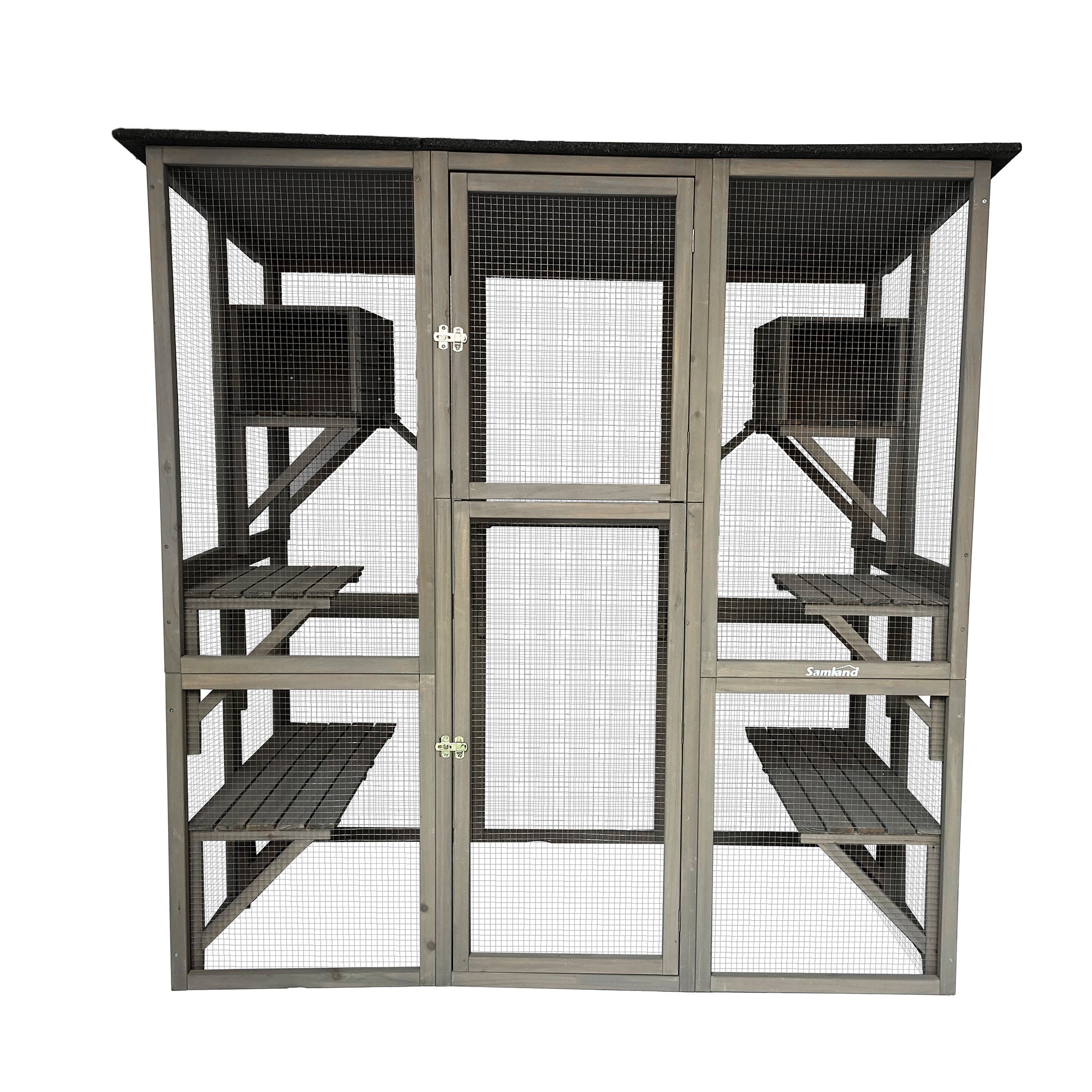 Small Animal Habitats & Cages: Samland Wooden Cat Cage Walk in Cat Condo House Kitten Ferret Enclosure Cage