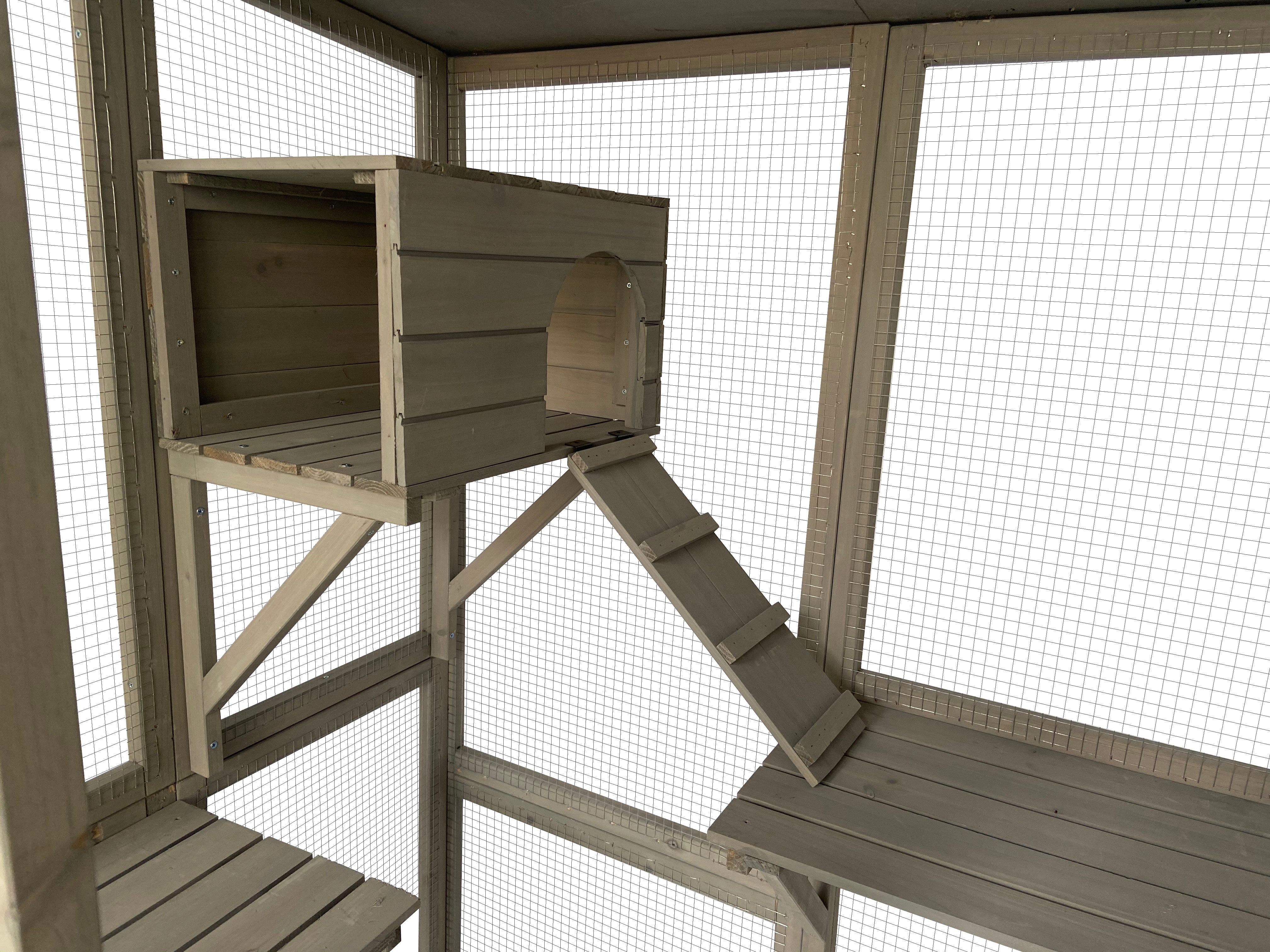 Small Animal Habitats & Cages: Samland Wooden Cat Cage Walk in Cat Condo House Kitten Ferret Enclosure Cage