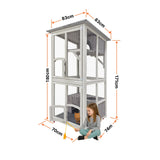 Samland Outdoor Wooden Cat Enclosure Catio with Wheels, Double Cat Houses & Roof