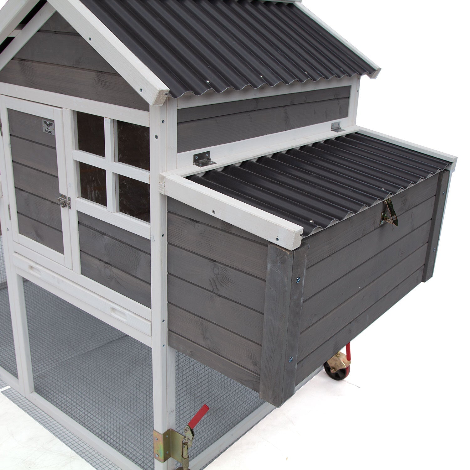 Coop & Hutch Accessories: Samland WOODEN CHICKEN RANCH CHICKEN COOP WITH RUN ON WHEEL PVC ROOF