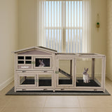 Small Animal Habitats & Cages: Samland Rabbit Hutch Cage Indoor and Outdoor Chicken Coop Guinea Pig Cage Bunny Cage Waterproof Roof