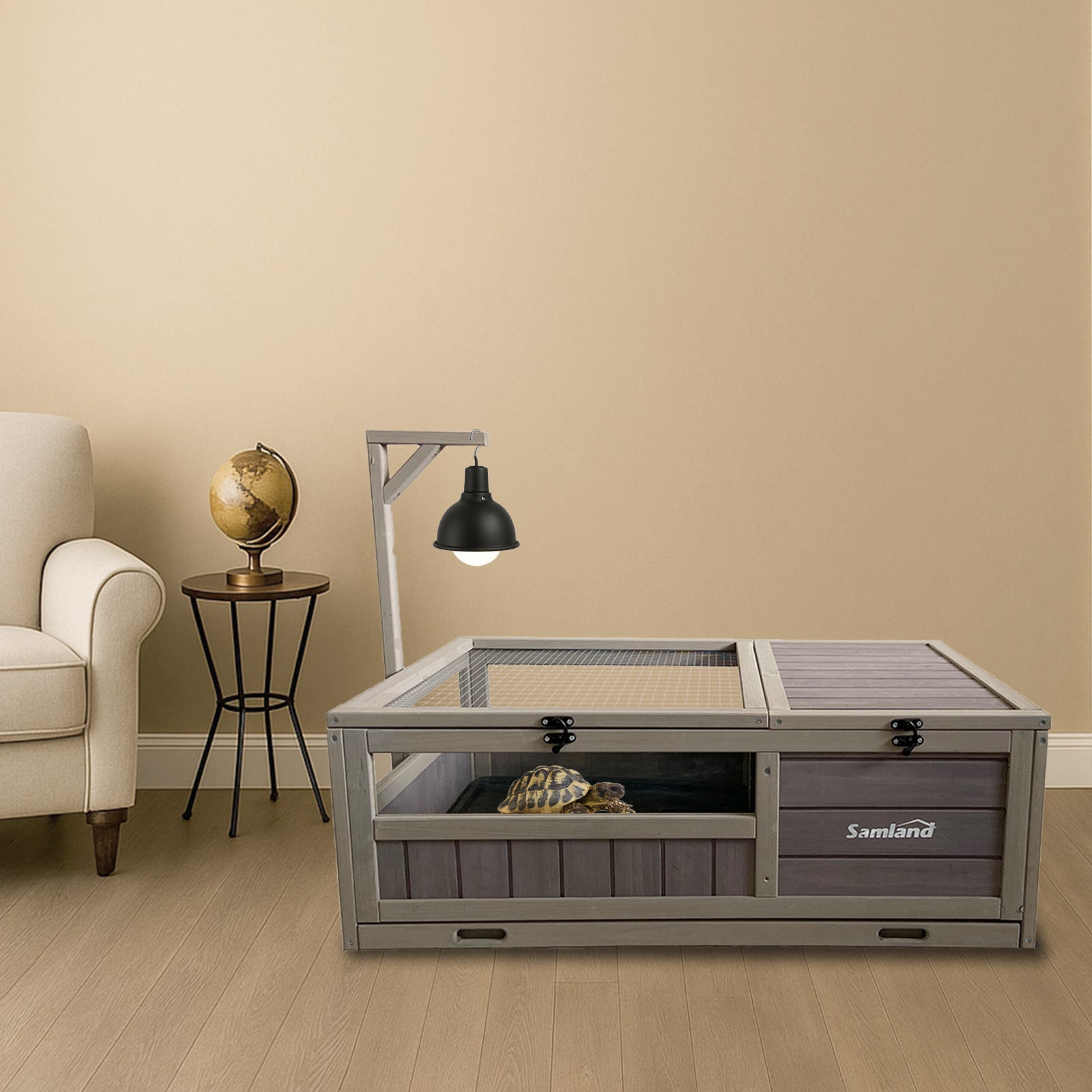 Small Animal Habitats & Cages: Samland Wooden Tortoise House Cage, Indoor Enclosure House Reptile Habitat Cage Box