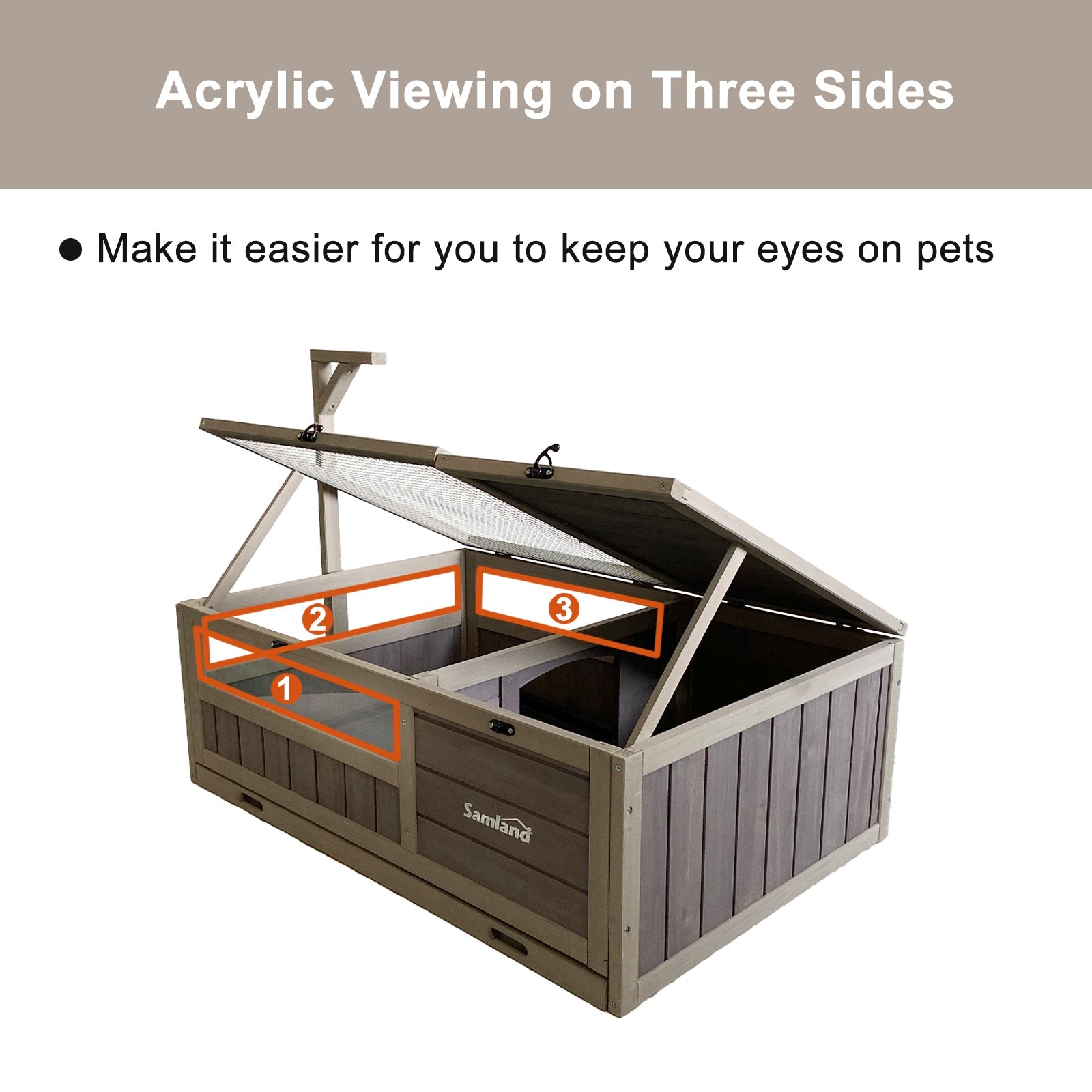 Small Animal Habitats & Cages: Samland Wooden Tortoise House Cage, Indoor Enclosure House Reptile Habitat Cage Box