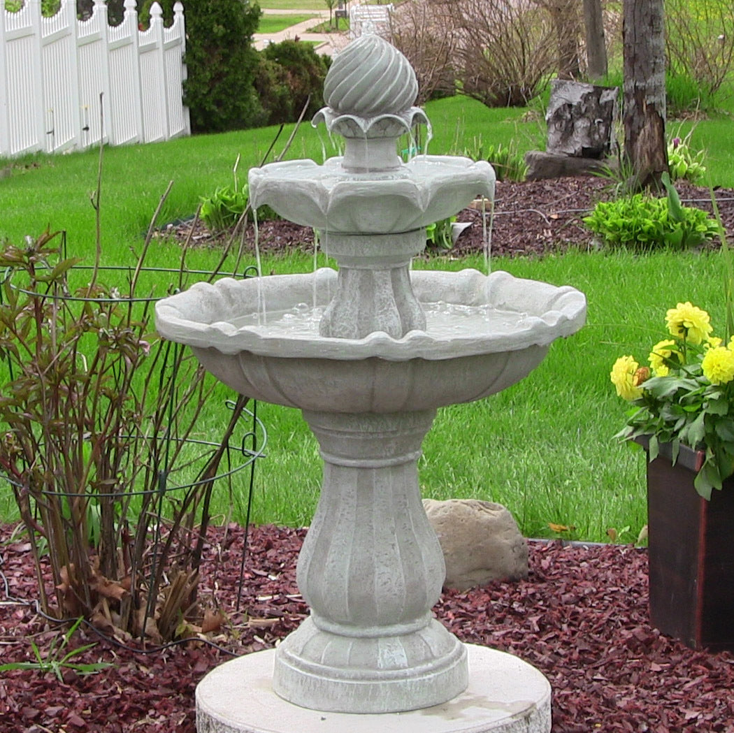 Fountain & Ponds Accessories: Samland SOLAR POWERED 2-TIER BIRD BATH WATER FOUNTAIN