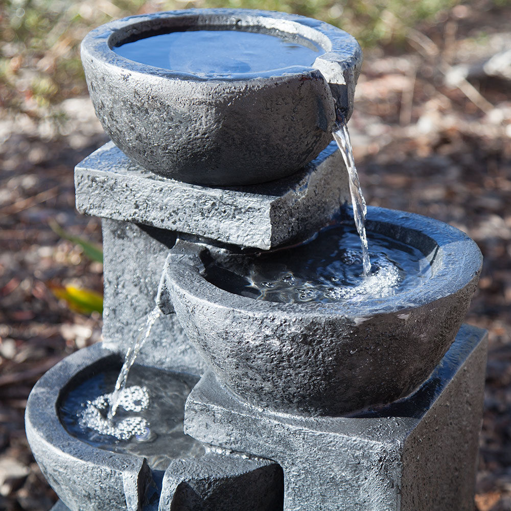 Fountain & Ponds Accessories: Samland 4 TIERS CASARDING SOLAR WATER FOUNTAIN