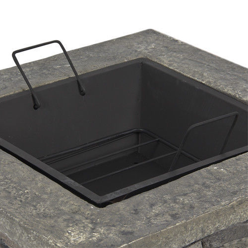 Fire Pits: Samland STONE BASE OUTDOOR PATIO HEATER FIRE PIT TABLE WITH BBQ GRILL FIREPIT