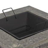 Fire Pits: Samland STONE BASE OUTDOOR PATIO HEATER FIRE PIT TABLE WITH BBQ GRILL FIREPIT