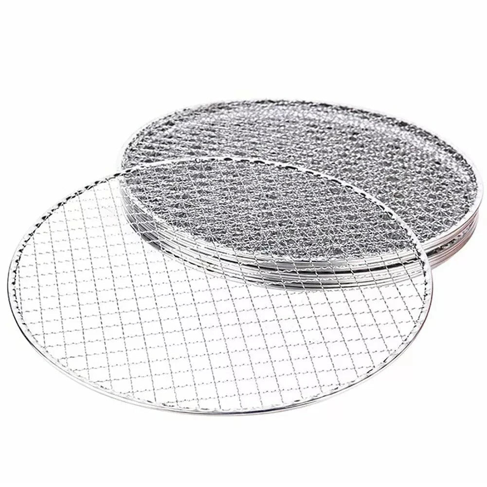 Outdoor Sofas & Lounge Sets: Samland 28CM BBQ Grill Mesh Fish Meat Round Net Mat Barbecue Pad for Camping