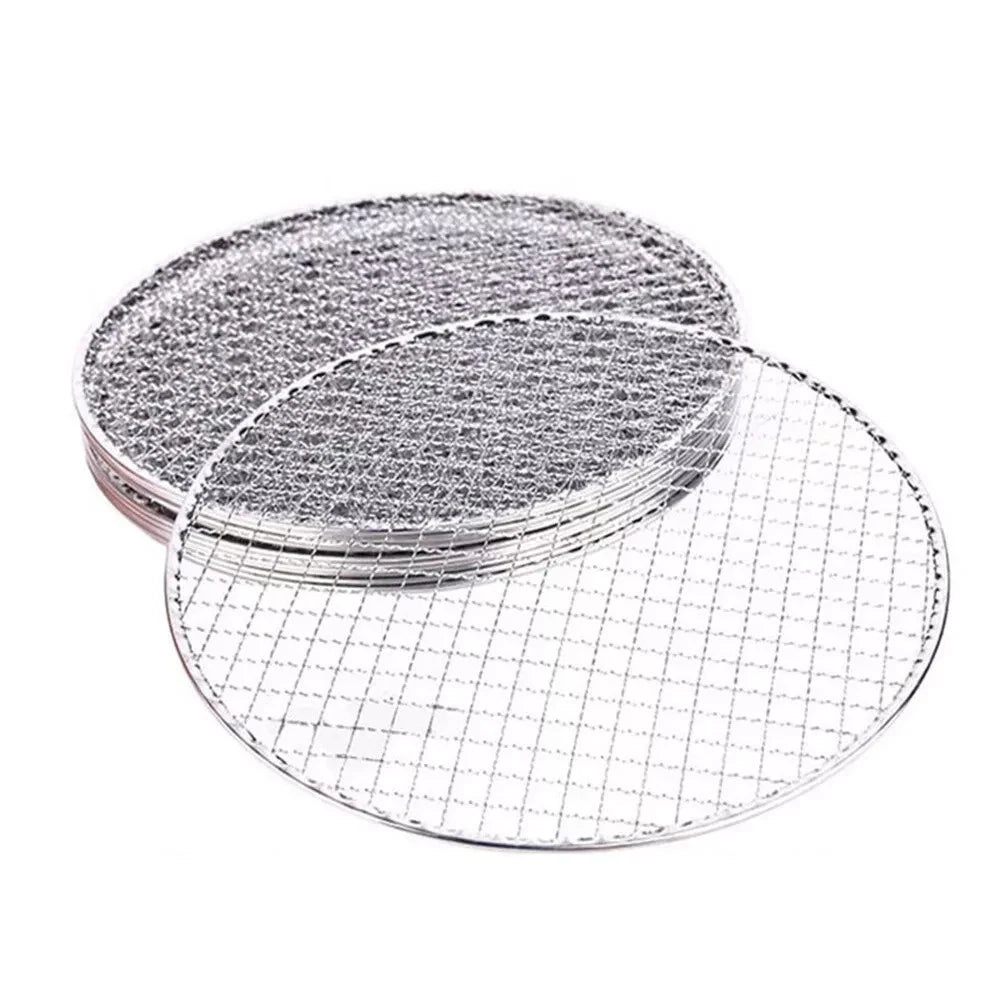 Outdoor Sofas & Lounge Sets: Samland 28CM BBQ Grill Mesh Fish Meat Round Net Mat Barbecue Pad for Camping
