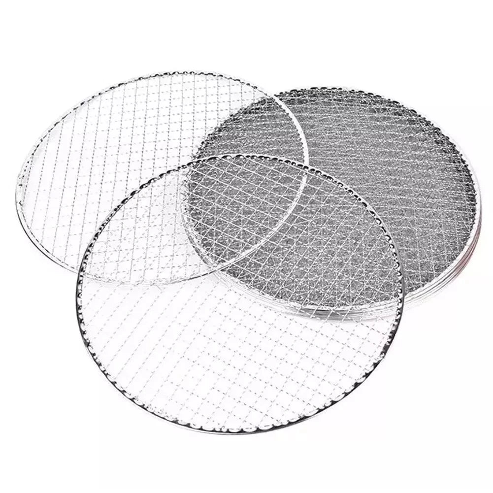 Outdoor Sofas & Lounge Sets: Samland 28CM BBQ Grill Mesh Fish Meat Round Net Mat Barbecue Pad for Camping
