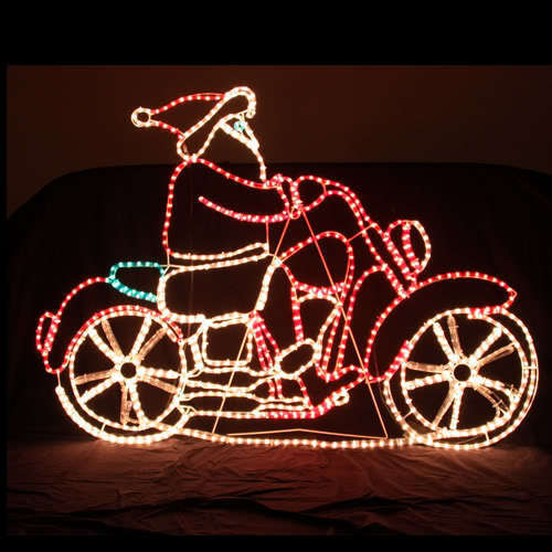 Outdoor Decorations & Lights: Samland LED SANTA ON HARLEY MOTOCYCLE MOTIF ROPE LIGHT CHRISTMAS