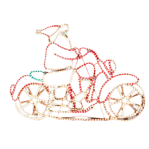 Outdoor Decorations & Lights: Samland LED SANTA ON HARLEY MOTOCYCLE MOTIF ROPE LIGHT CHRISTMAS