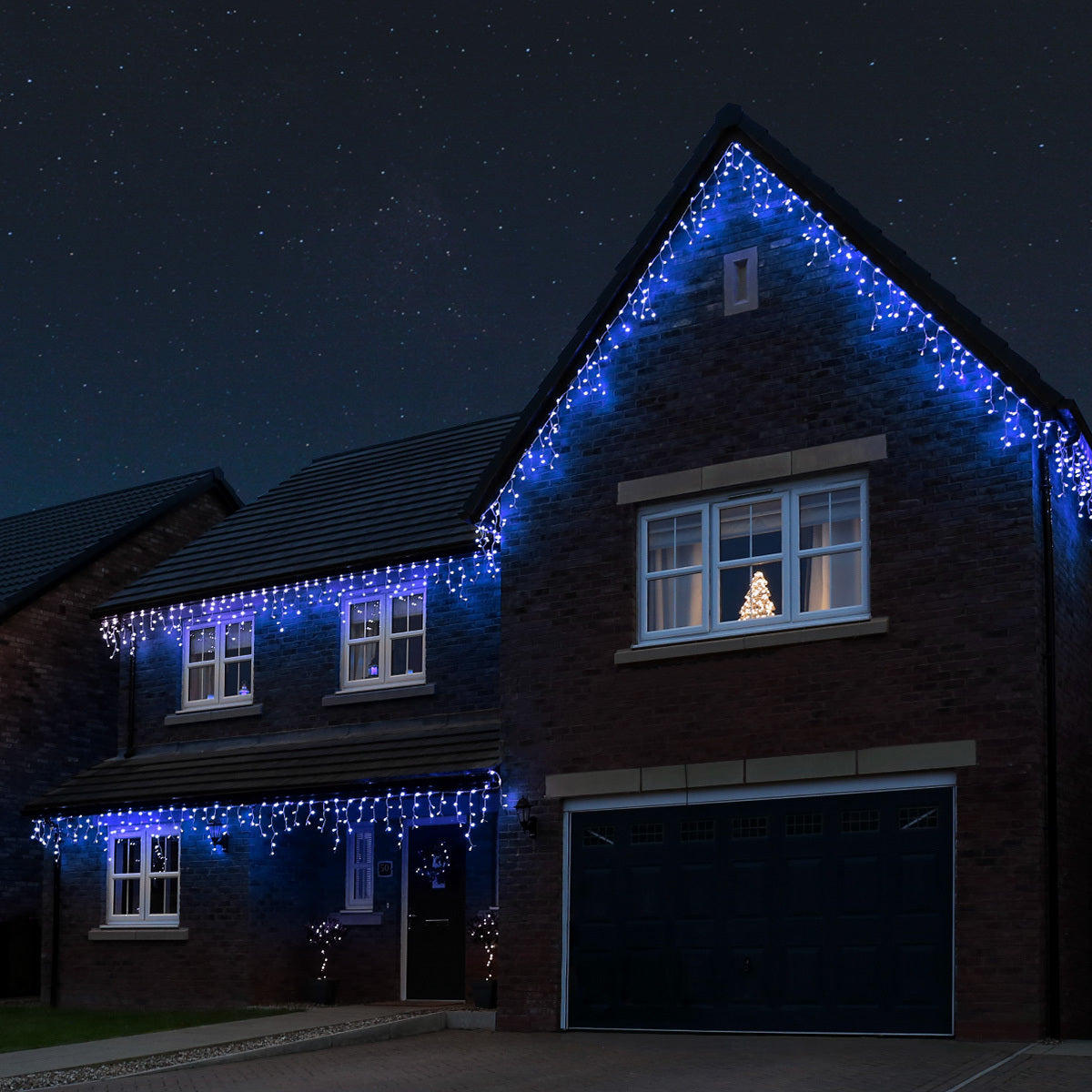 Outdoor Decorations & Lights: Samland 36m 1200 LED Icicle Light for Christmas Decoration in Blue