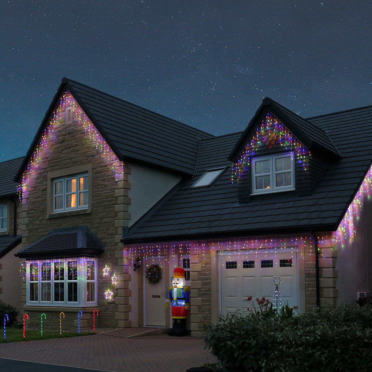 Outdoor Decorations & Lights: Samland 36M 1200 Led Icicle Light for Christmas Decoration in Multi Colour