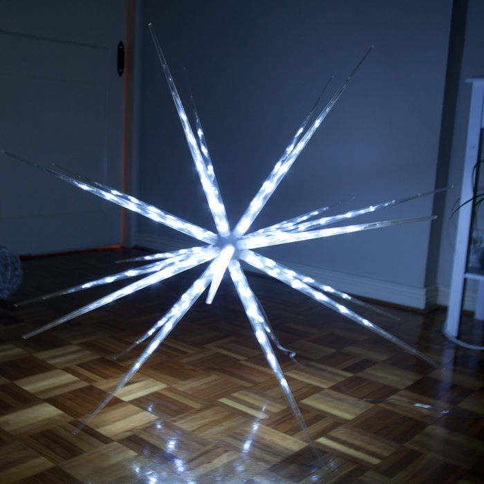 Outdoor Decorations & Lights: Samland 160 Led Blast Ice Star Ball Christmas Light Decoration White