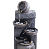 Fountain & Ponds Accessories: Samland 5 TIERS RUSTIC POURING POTS SOLAR WATER FOUNTAIN FEATURE